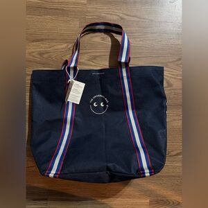 Anya Hindmarch Navy Universal Bag with Striped Handles
